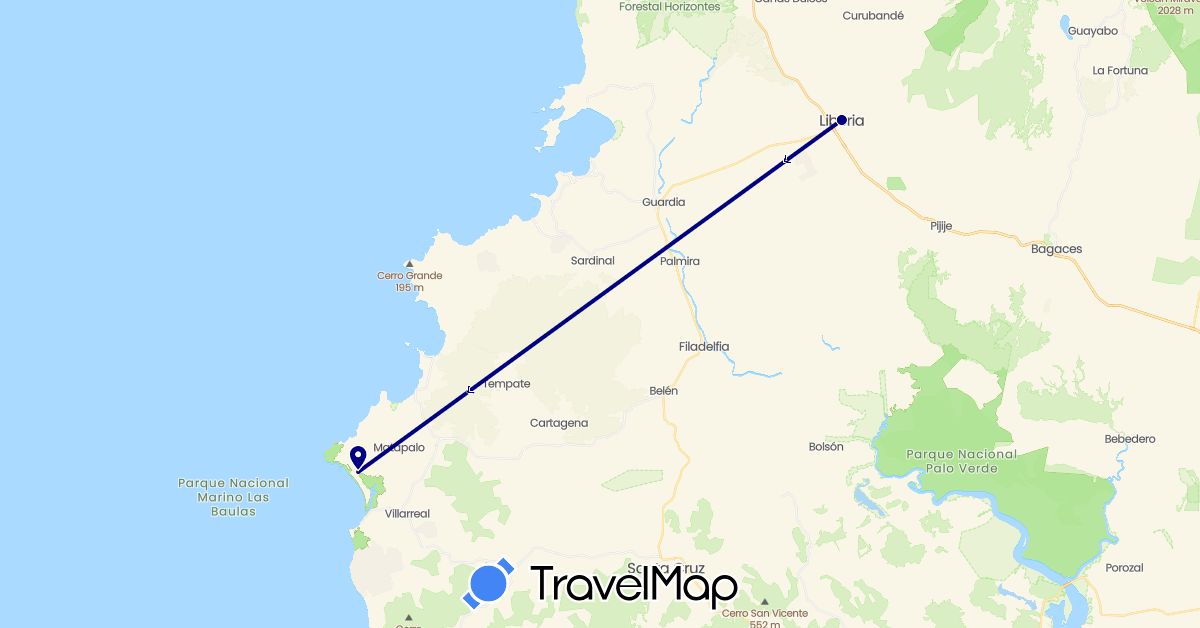 TravelMap itinerary: driving in Costa Rica (North America)